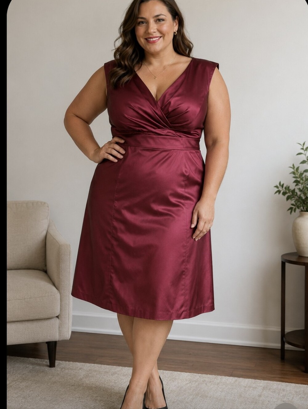 Brian BAILEY Elegant Burgundy Dress 100% SILK Size 14